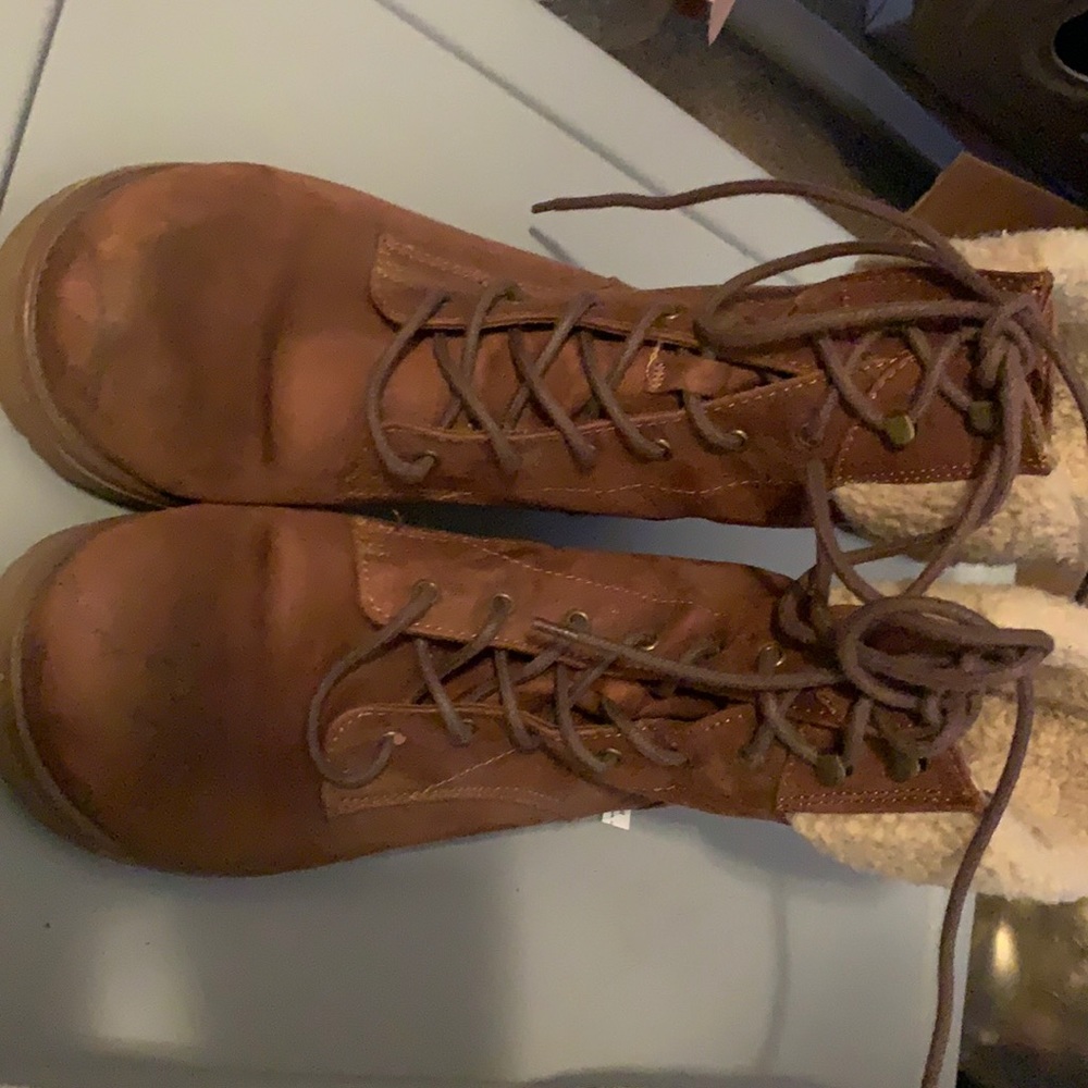 Fur lined brown ankle boots